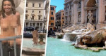 Туристка разделась догола и залезла в фонтан на глазах у шокированных полицейских